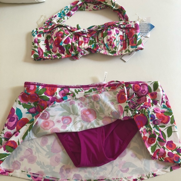 2 piece Bleu Rod Beattie pink floral swimsuit size 4 - Picture 3 of 8